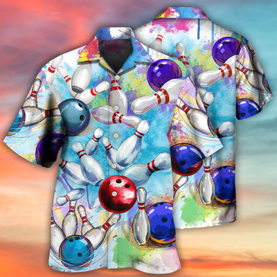 Bowling Ball And Pins Colorful Style - Hawaiian Shirt - Owls Matrix LTD
