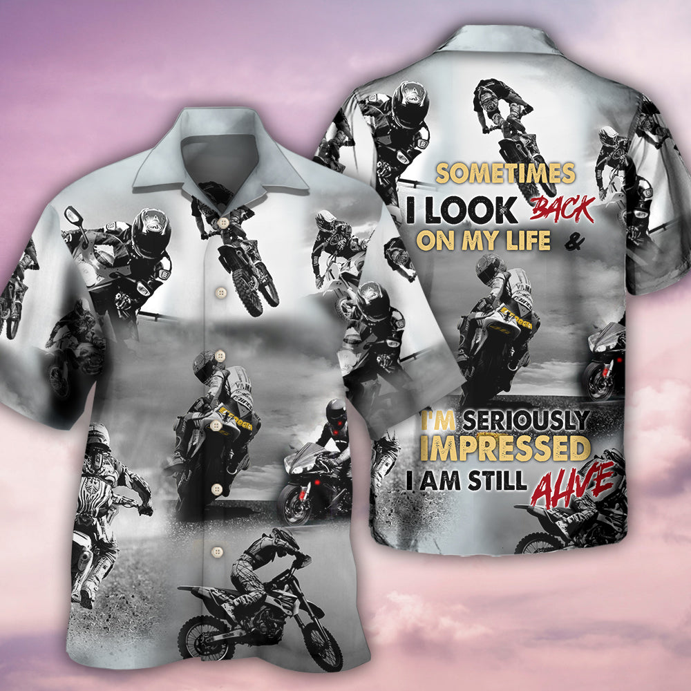 Motorcycle Sometimes I Look Back - Hawaiian Shirt - Owls Matrix LTD