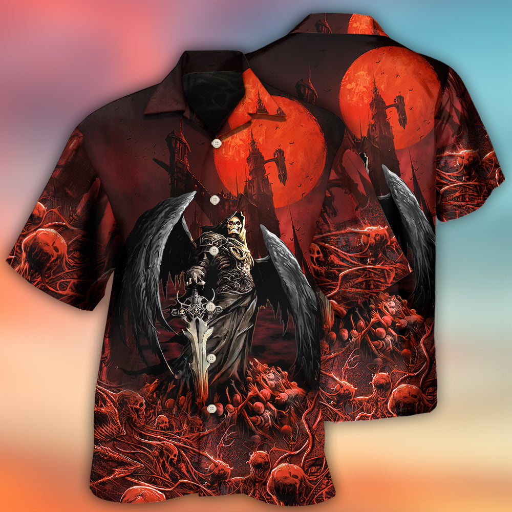 Halloween Skull Dark Blood Night Scary Style - Hawaiian Shirt - Owls Matrix LTD