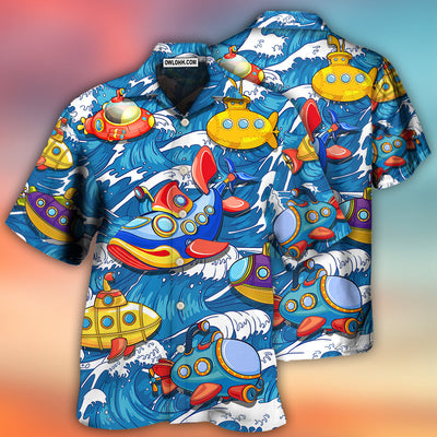 Diving Submarine Wave Art Style - Hawaiian Shirt - Owls Matrix LTD