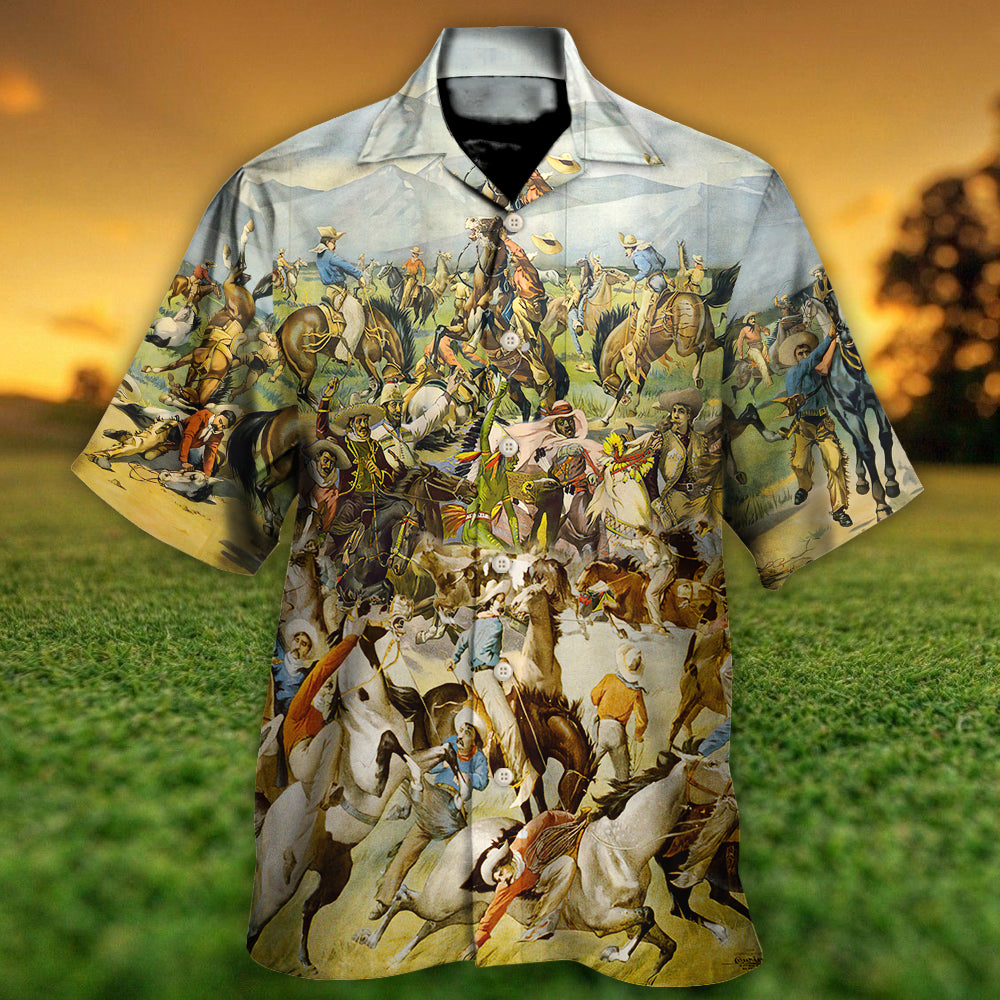 Cattle Show Buffalo Bill's Wild West Rough Riders Cossacks - Hawaiian Shirt - Owls Matrix LTD