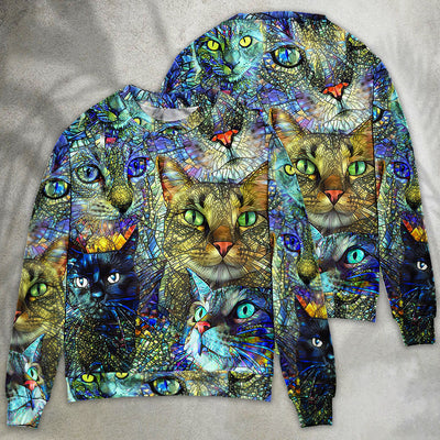 Cat Art Lover Cat Colorful Style - Sweater - Ugly Christmas Sweaters - Owls Matrix LTD