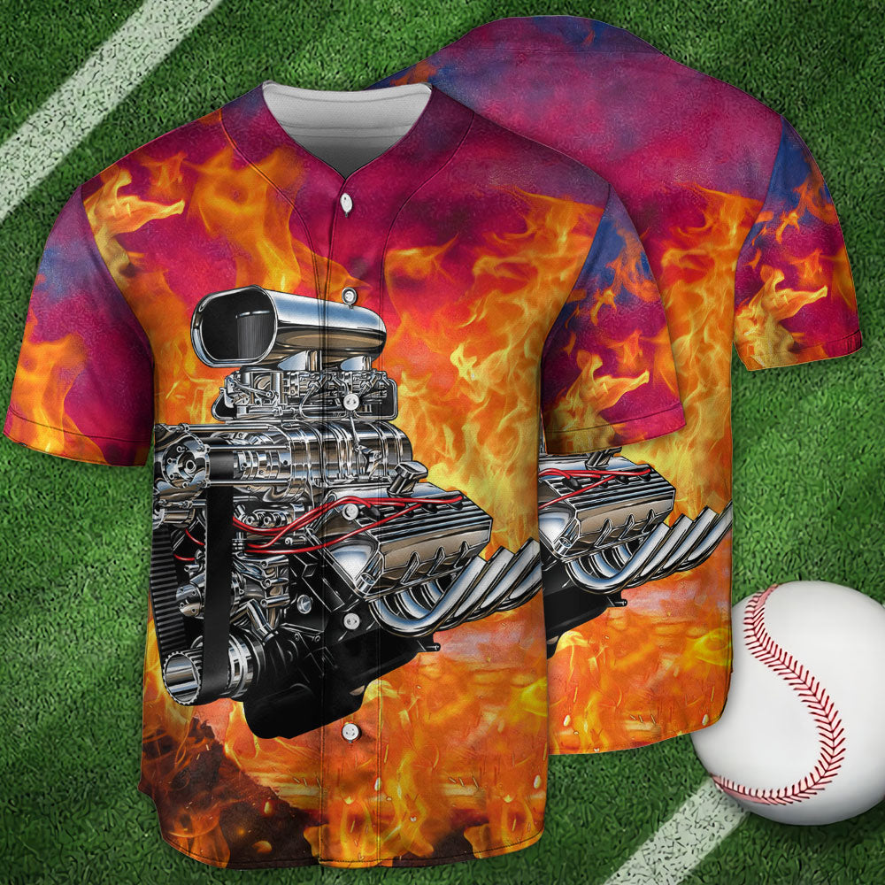Hot Rod Loving The Road And Fire - Baseball Jersey - Owls Matrix LTD
