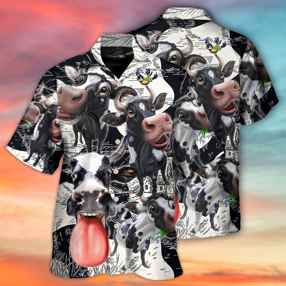 Cow Funny Dairy Cow Happy Life In The Farm - Hawaiian Shirt - Owls Matrix LTD