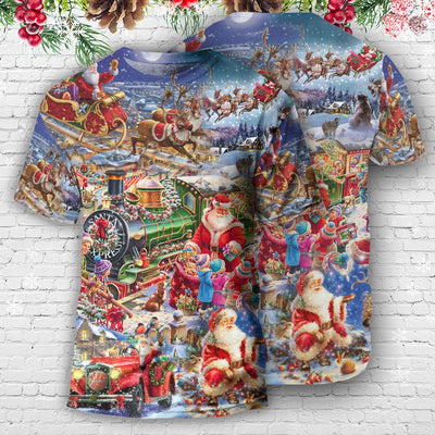 Christmas Joy Love Peace Family Laughter - Round Neck T-shirt - Owls Matrix LTD
