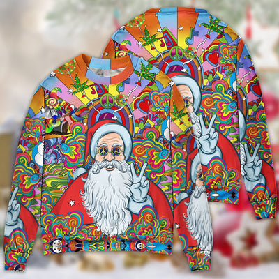 Hippie Santa Claus Color - Sweater - Ugly Christmas Sweaters - Owls Matrix LTD