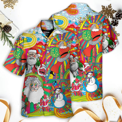 Hippie Santa Merry Xmas - Hawaiian Shirt - Owls Matrix LTD