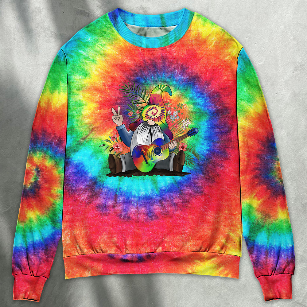 Hippie Believe In The Power Of Music Hippie Gnome - Sweater - Ugly Christmas Sweater - Owls Matrix LTD