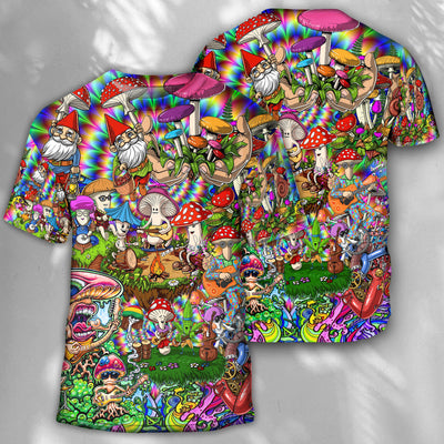 Hippie Mushroom Music Band Of Life - Round Neck T-shirt - Owls Matrix LTD
