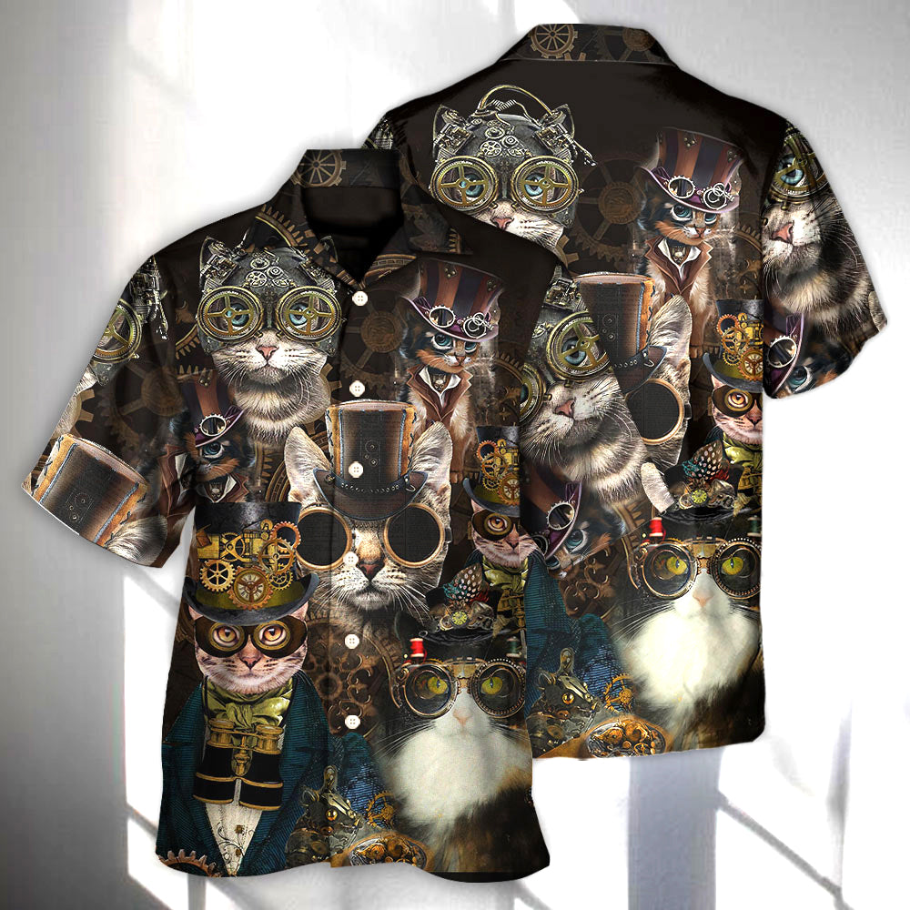 Cat Steampunk Art Machines Lover - Hawaiian Shirt - Owls Matrix LTD