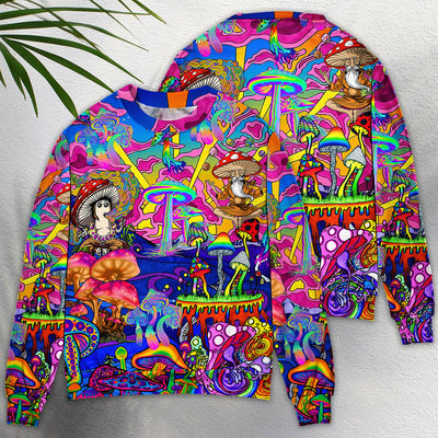 Hippie Magic Trippy Mushroom Awesome - Sweater - Ugly Christmas Sweaters - Owls Matrix LTD