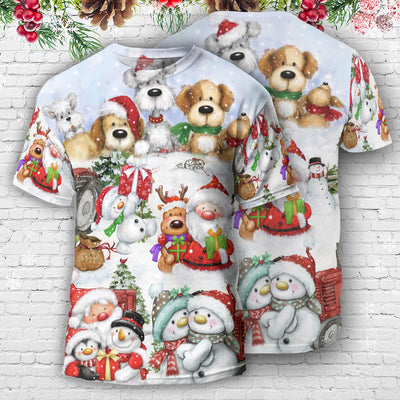 Santa And Snowman Christmas Happy Together - Round Neck T-shirt - Owls Matrix LTD
