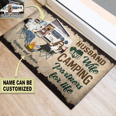 Camping Partners For Life Husband Wife Camping Couple Personalized - Doormat - Owls Matrix LTD