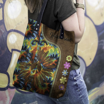 Hippie Soul Color Peaceful - Leather Hand Bag - Owls Matrix LTD