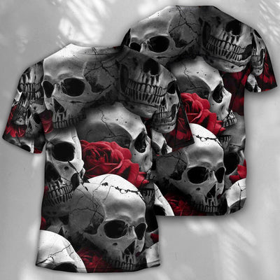 Skull Death Love Rose - Round Neck T-shirt - Owls Matrix LTD