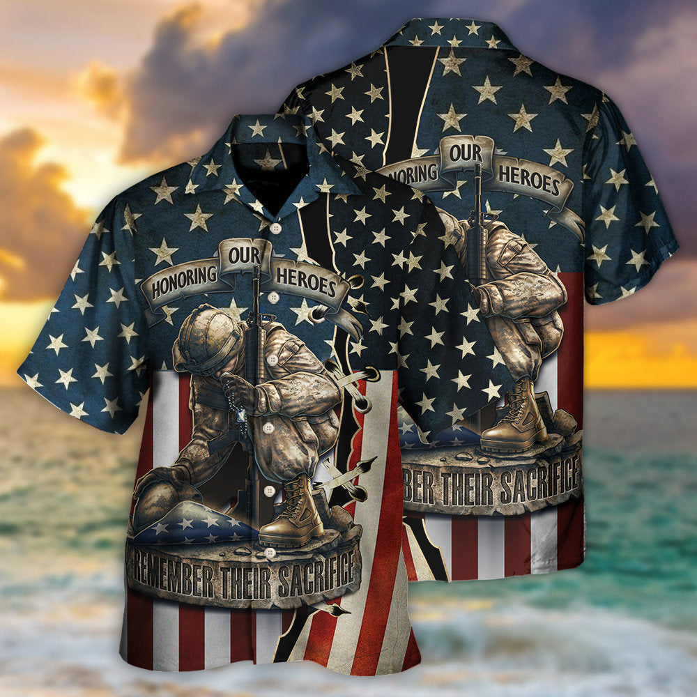 America Honoring Our Heroes Remember Their Sacrifice - Hawaiian Shirt - Owls Matrix LTD