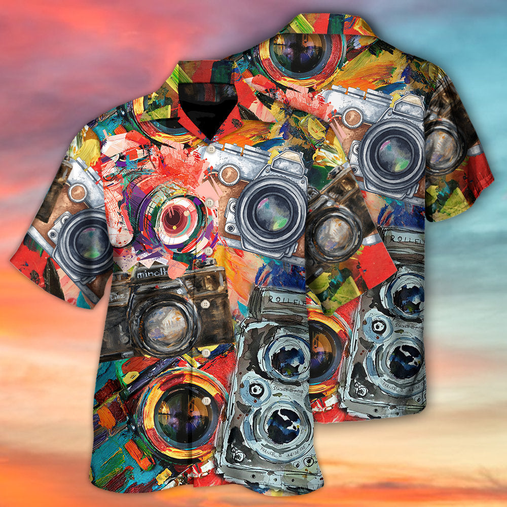 Camera Vintage Colorful Retro - Hawaiian Shirt - Owls Matrix LTD