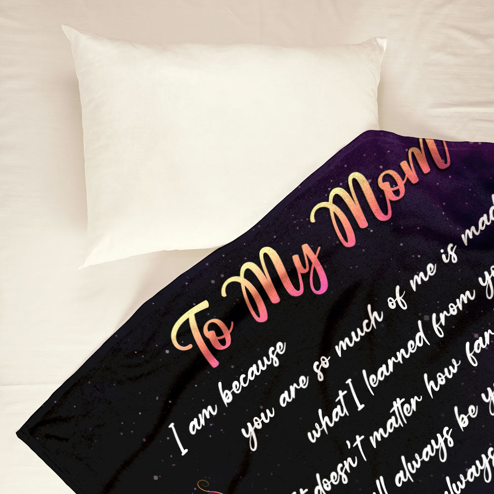 Mom I Love You Purple Rose Butterfly Galaxy Art - Flannel Blanket - Letter To My Mom Letter We Love You, Birthday Mom - Owls Matrix LTD