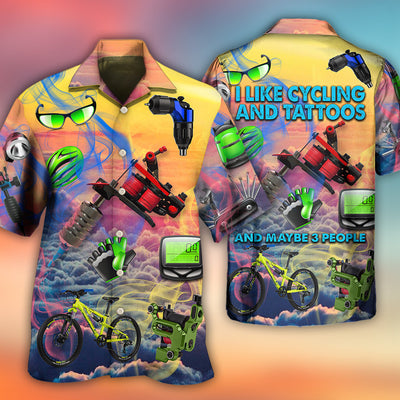 Cycling And Tatoo Lover Dream Sky - Hawaiian Shirt - Owls Matrix LTD