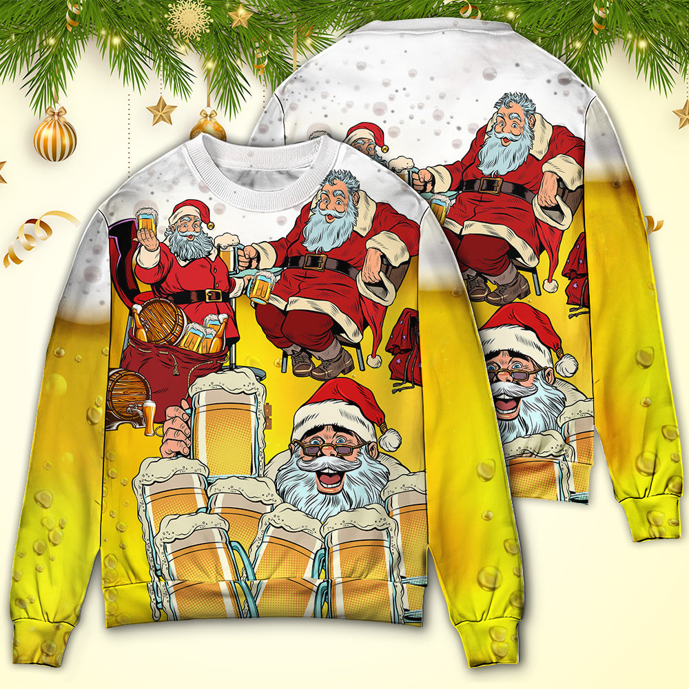 Christmas Santa I Want More Beer - Sweater - Ugly Christmas Sweaters - Owls Matrix LTD