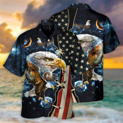 America Eagle Amazing Galaxy - Hawaiian Shirt - Owls Matrix LTD