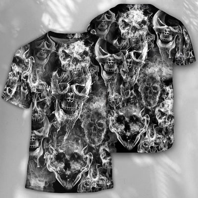Skull Smoke Kill This Life - Round Neck T-shirt - Owls Matrix LTD