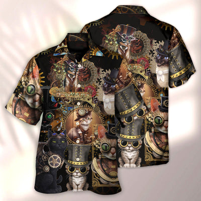 Cat Steampunk Art Keep Calm And Steampunk - Hawaiian Shirt - Owls Matrix LTD