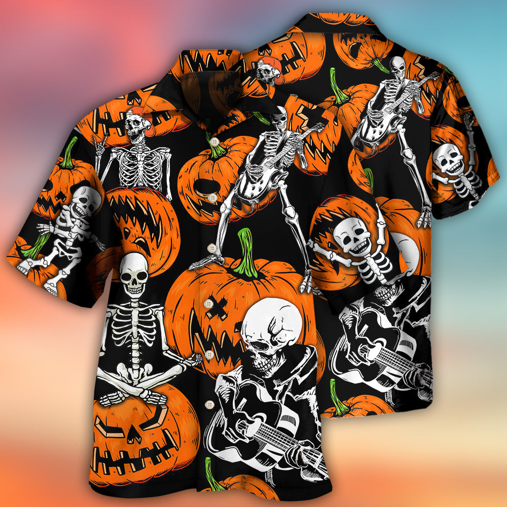 Halloween Skeleton Pumpkin Scary - Hawaiian Shirt - Owls Matrix LTD