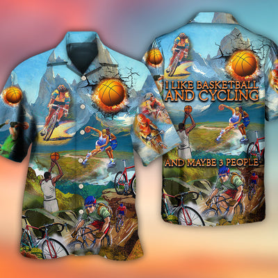 Cycling And Basketball Moutain Painting Lover - Hawaiian Shirt - Owls Matrix LTD