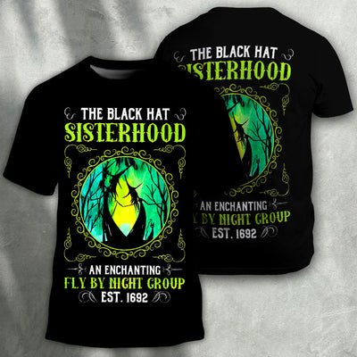Witch The Black Hat Sisterhood An Enchanting - Round Neck T-shirt - Owls Matrix LTD