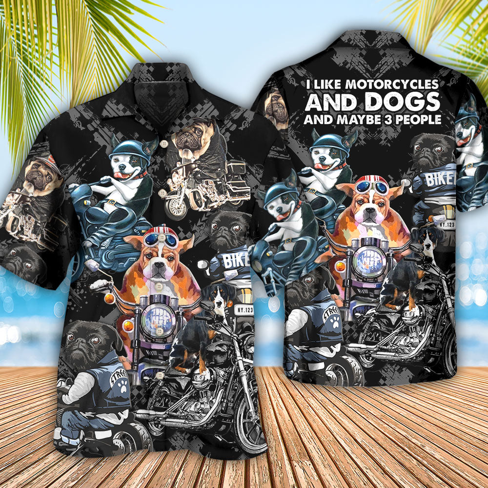 Motorcycle Dog I Like Motorcycles And Dogs - Hawaiian Shirt - Owls Matrix LTD
