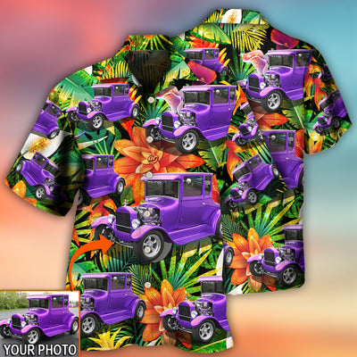 Car Model T Tropical Flower Custom Photo - Hawaiian Shirt - Owls Matrix LTD