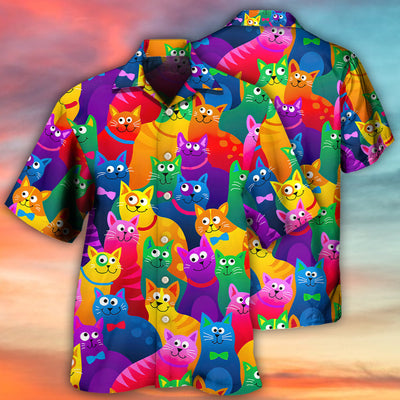 Cat Funny Colorful Style - Hawaiian Shirt - Owls Matrix LTD
