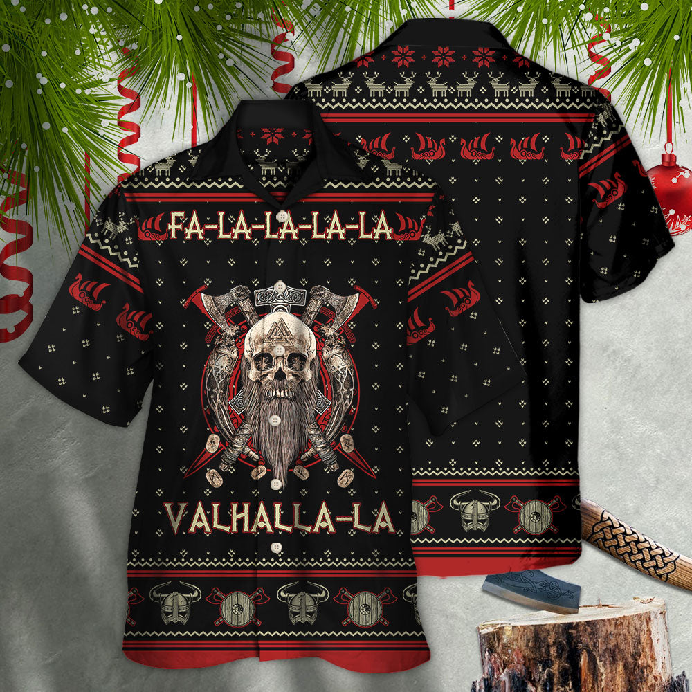 Viking Valhalla Black And Red Fa La La - Hawaiian Shirt - Owls Matrix LTD