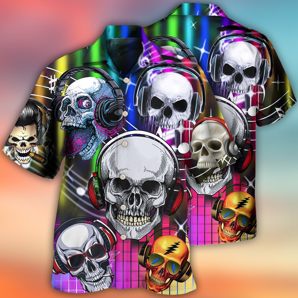Skull Aloha Skull Music Lets Get High - Hawaiian Shirt - Owls Matrix LTD