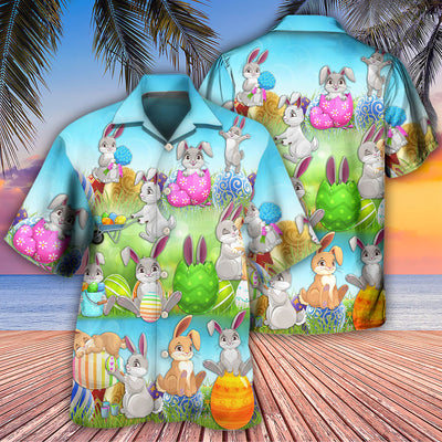 Easter Bunny Colorful Eggs - Hawaiian Shirt - Owls Matrix LTD