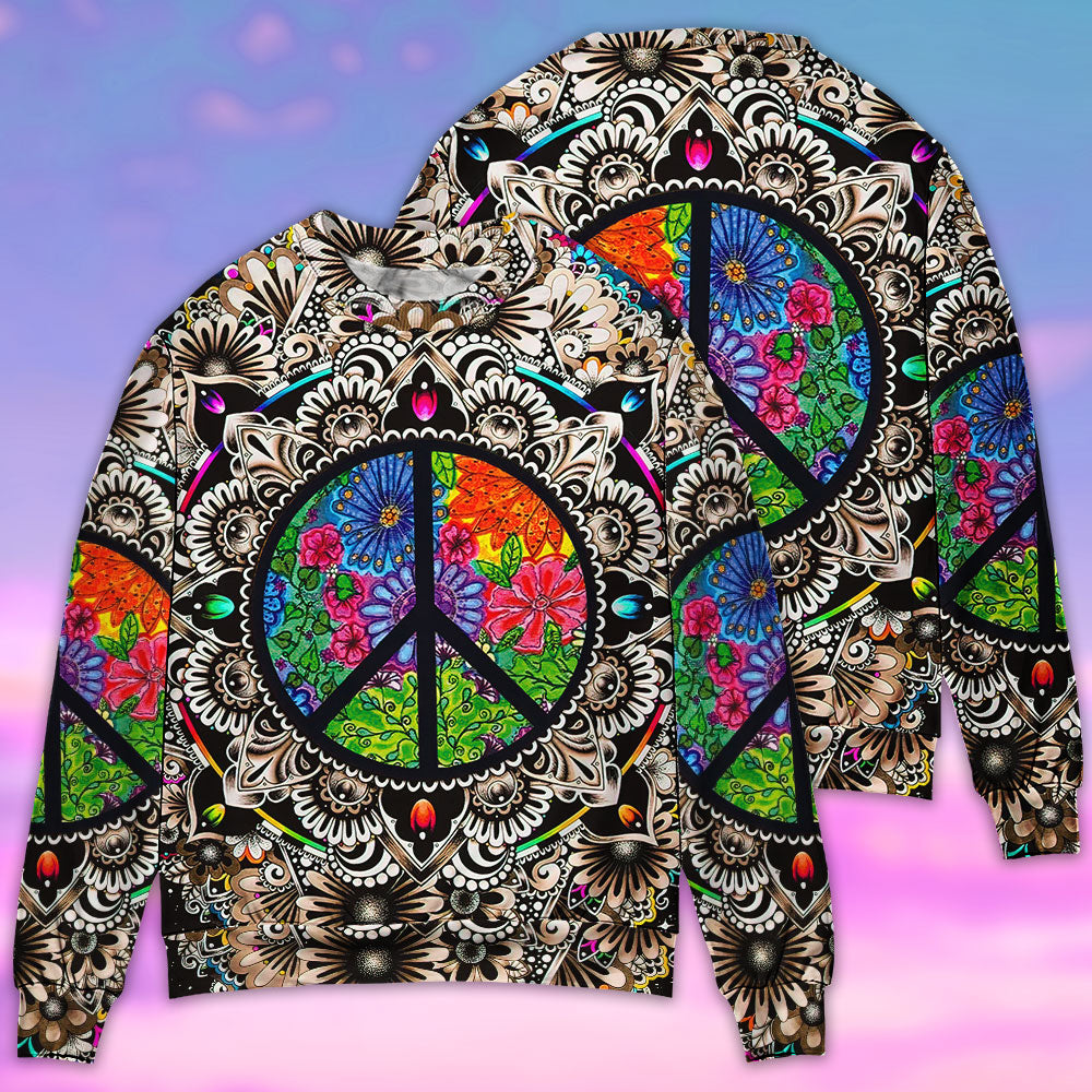Hippie Peace Sign Galaxy - Sweater - Ugly Christmas Sweaters - Owls Matrix LTD