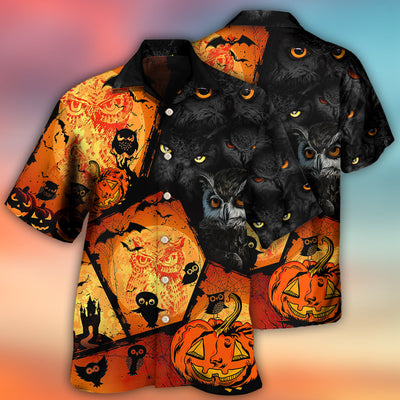 Halloween Owl Pumpkin Scary - Hawaiian Shirt - Owls Matrix LTD