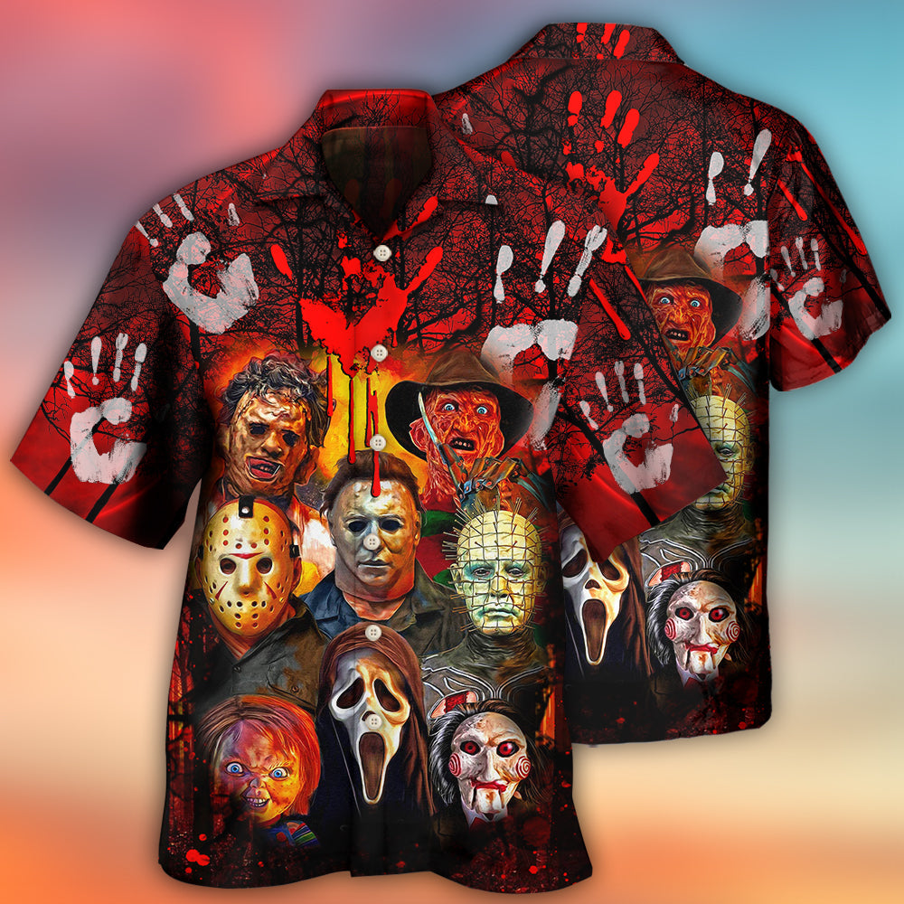 Halloween Horror Movie Characters Blood Scary - Hawaiian Shirt - Owls Matrix LTD