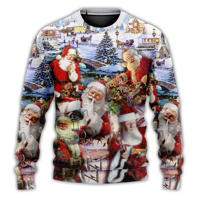 Christmas Sweater / S Christmas Santa I'm Just Here For The Ho's - Sweater - Ugly Christmas Sweaters - Owls Matrix LTD