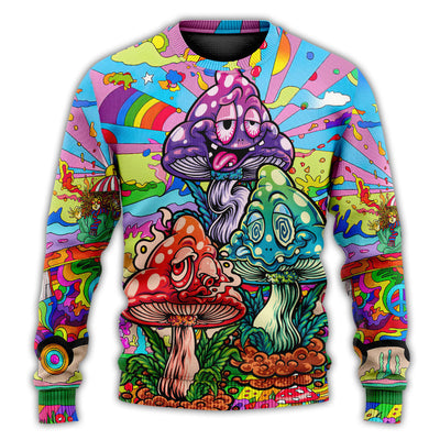 Christmas Sweater / S Hippie Mushroom Colorful Hippie Happy Life - Sweater - Ugly Christmas Sweaters - Owls Matrix LTD