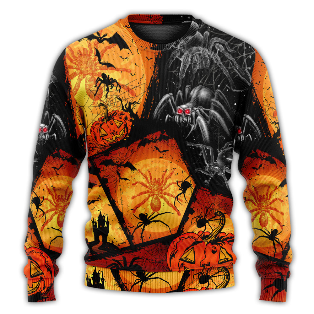 Christmas Sweater / S Halloween Spider Pumpkin Scary - Sweater - Ugly Christmas Sweaters - Owls Matrix LTD