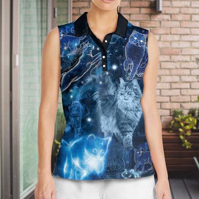 Cat Love Blue Neon Stunning - Women's Polo Shirt - Owls Matrix LTD