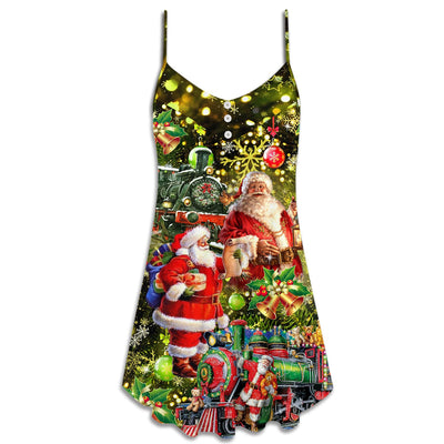 Christmas Santa Is Coming To You - V-neck Sleeveless Cami Dress - Owls Matrix LTD