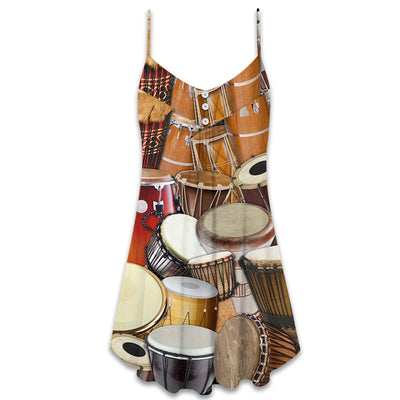 Drum It's Not A Hobby It's A Lifestyle - V-neck Sleeveless Cami Dress - Owls Matrix LTD