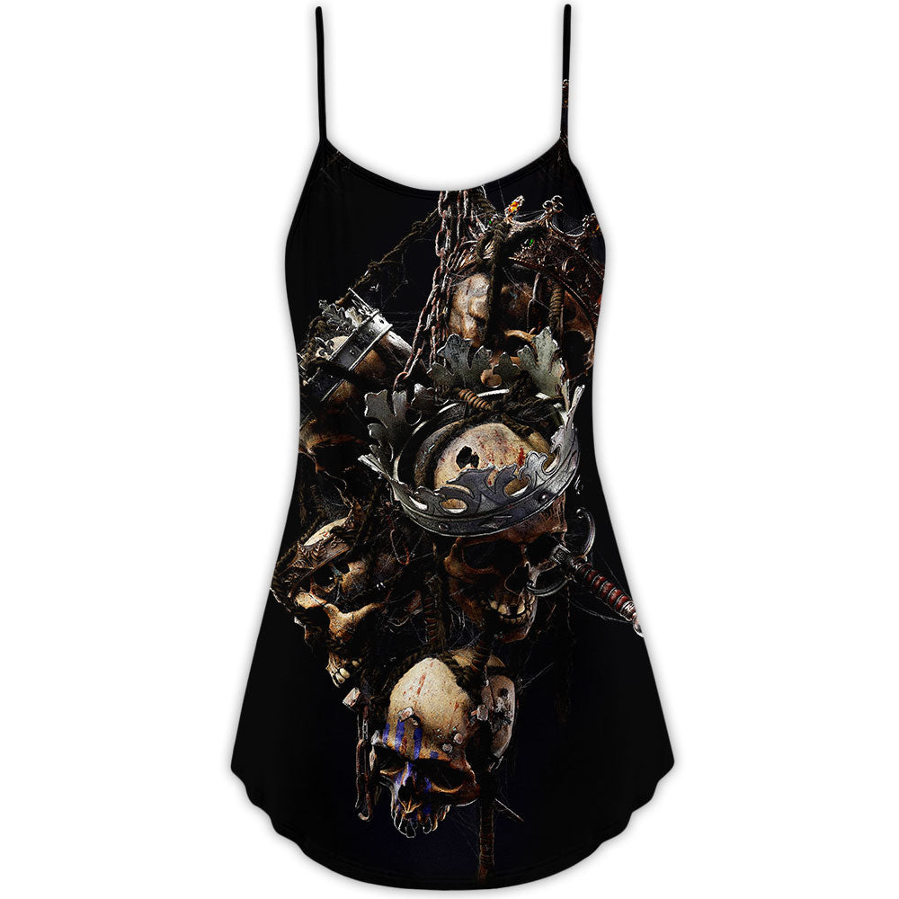 Skull Only In Their Death Can A King Live Forever - V-neck Sleeveless Cami Dress - Owls Matrix LTD