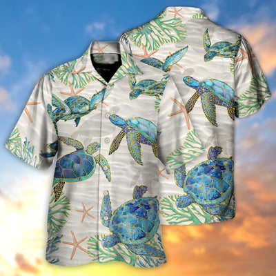Turtle Peaceful Relaxing Calm Of The Beach And Ship With Sails - Hawaiian Shirt - Owls Matrix LTD