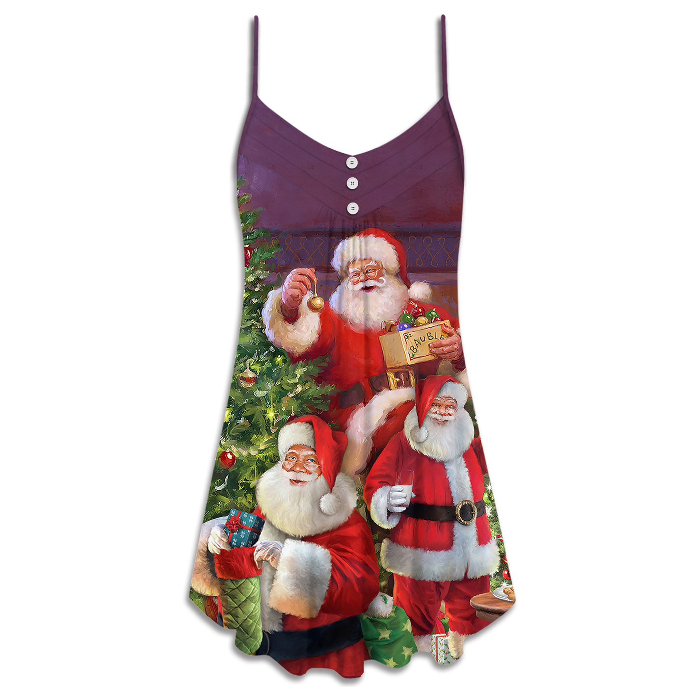 Christmas Funny Santa Claus Gift For Xmas So Happy - V-neck Sleeveless Cami Dress - Owls Matrix LTD