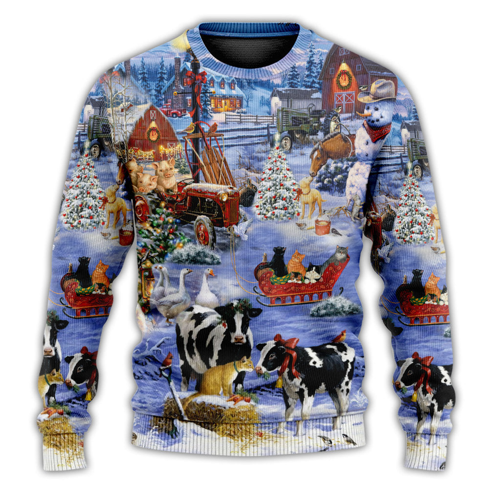 Christmas Sweater / S Christmas Love Farm Happy Life - Sweater - Ugly Christmas Sweaters - Owls Matrix LTD