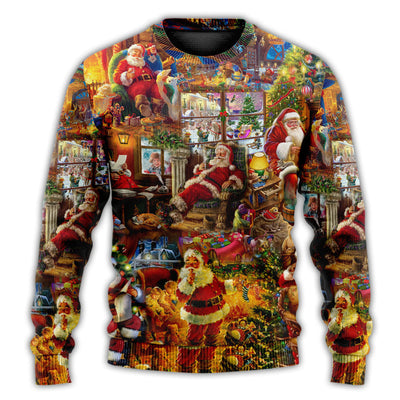 Christmas Sweater / S Santa Christmas Happy Holiday Season Of Joy - Sweater - Ugly Christmas Sweaters - Owls Matrix LTD